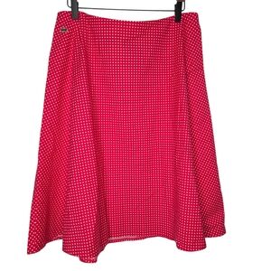 Lacoste Pink Polka Dot A Line Cotton Stretch Midi Swing Skirt Size 44 US 14